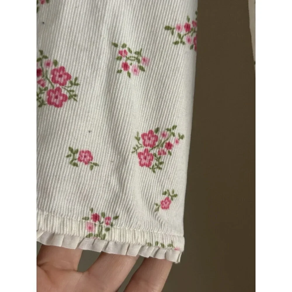 Vintage 90s Girl Carter's 24 Months Pink Roses Garden‎ Soft Corduroy Romper